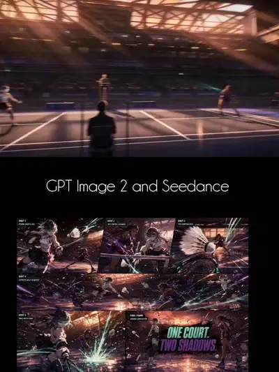 Ultra-stilisiertes Anime-Sport-Storyboard mit einem intensiven