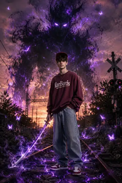 Retrato cinematográfico ultrarrealista de fantasía oscura de un joven elegante y de piel clara