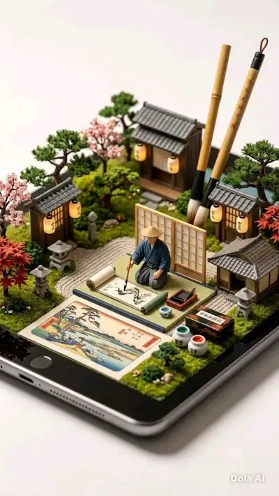 Miniature Monument Valley Diorama on Tablet