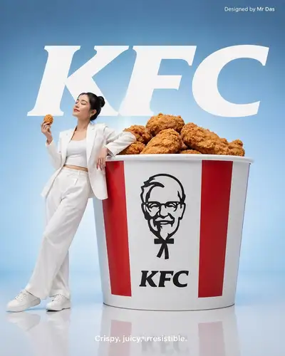 Minimalist KFC bucket fashion-style ad