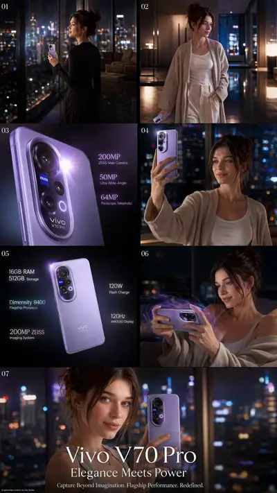 Cinematic UGC-style phone ad in a neon-lit penthouse
