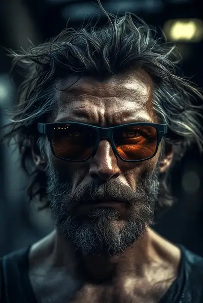 Gritty Hyper-Realistic Portrait of Rugged Man