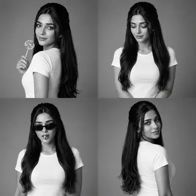 Luxury black and white fashion studio 2x2 grid collage