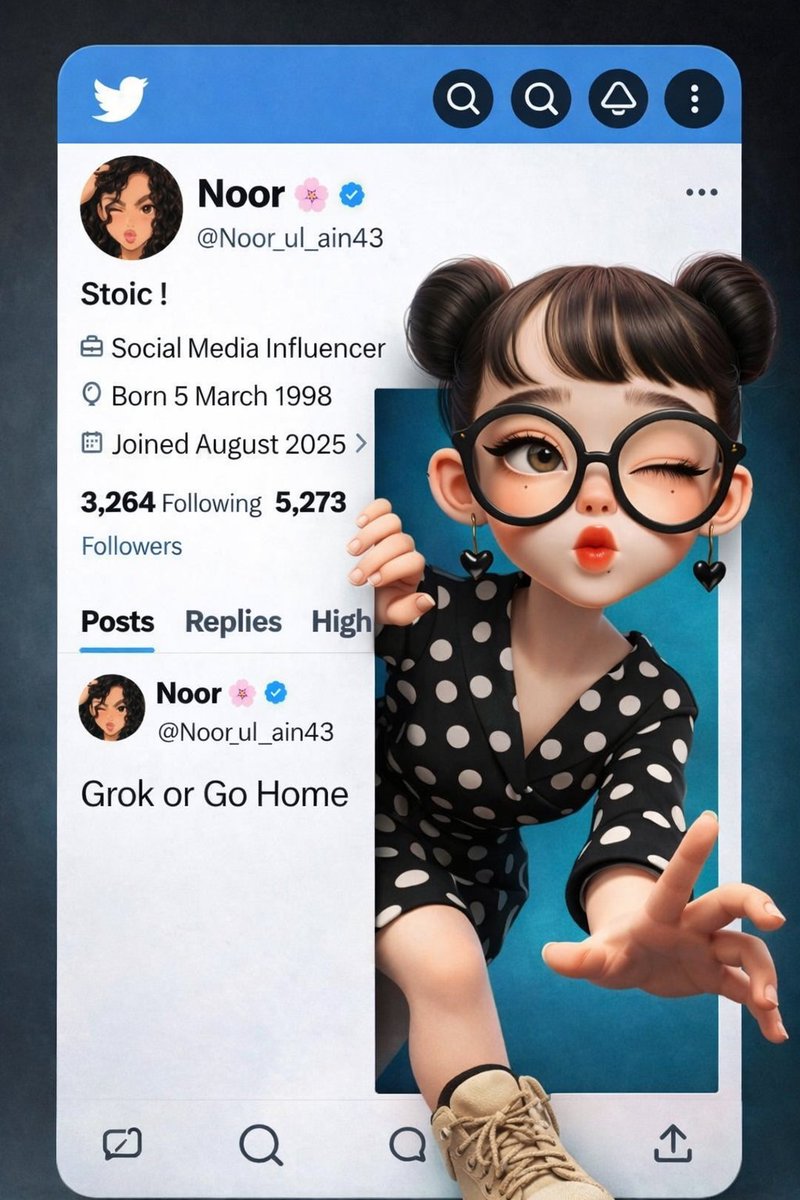 3D Cartoon Avatar Breaking Out of Social Media Profile Frame