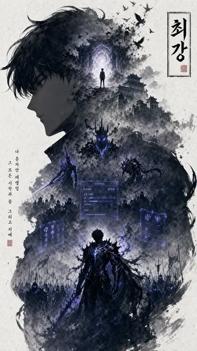 Sung Jinwoo Solo Leveling silhouette poster