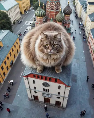 Helicopter circling majestic cat aerial shot