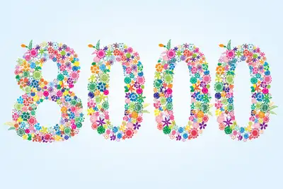 Floral Typography Number 8000 Illustration
