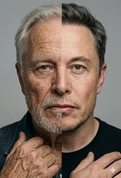Split Screen Aging Effect Portrait Prompt