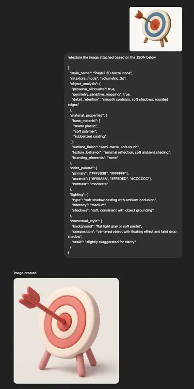 Playful 3D Matte Icon Retexture Prompt