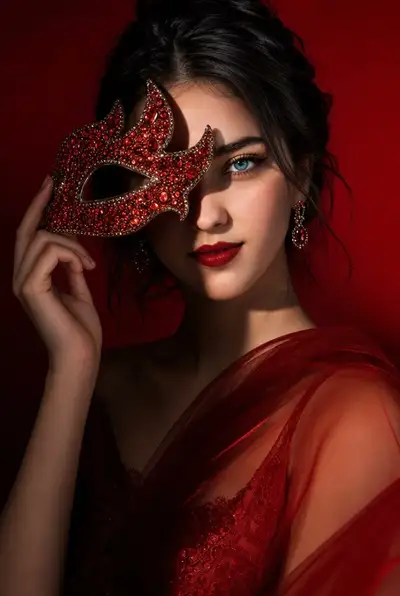 Editorial Beauty Portrait with Jeweled Masquerade Mask