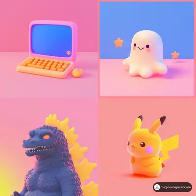 Neo-Retro Pop Cyber Candy 3D Style