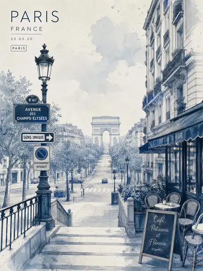 Minimalist Vintage Watercolor Travel Poster of Abbey Road, London