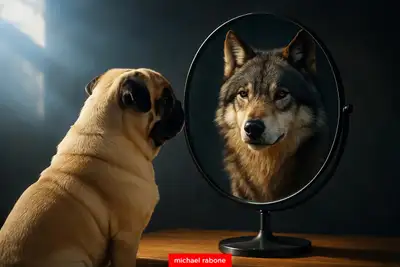 Pug's Wolf Reflection
