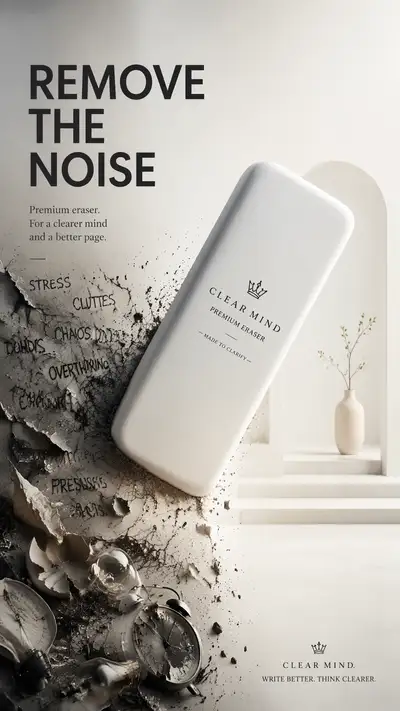 Conceptual illusion eraser advertisement poster