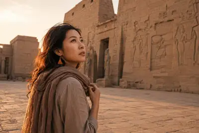 Foto de Viagem Candid de Mulher no Templo de Luxor