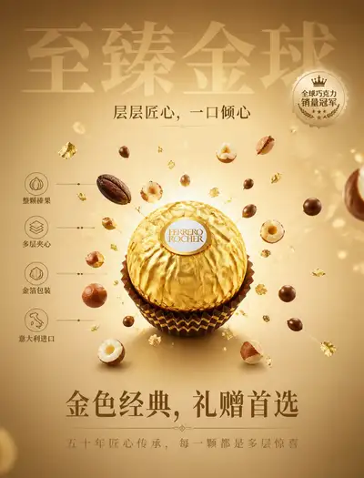 Ferrero Rocher goldene Luxus-Schokoladenwerbung