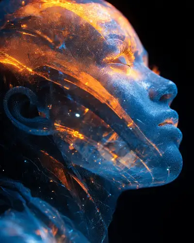 Futuristic Holographic Projection Prompt