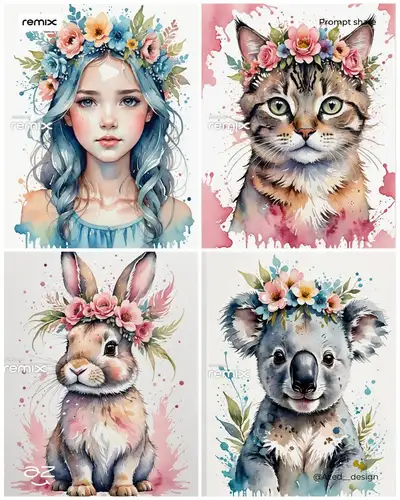 Watercolor Floral Crown Painting Prompt