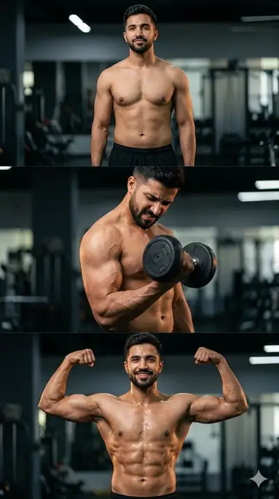 Cinematic Gym Transformation Collage Prompt