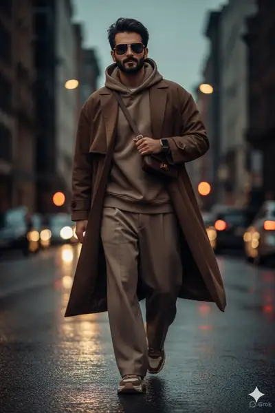 Ultra-Realistic Luxury Streetwear Walking Portrait
