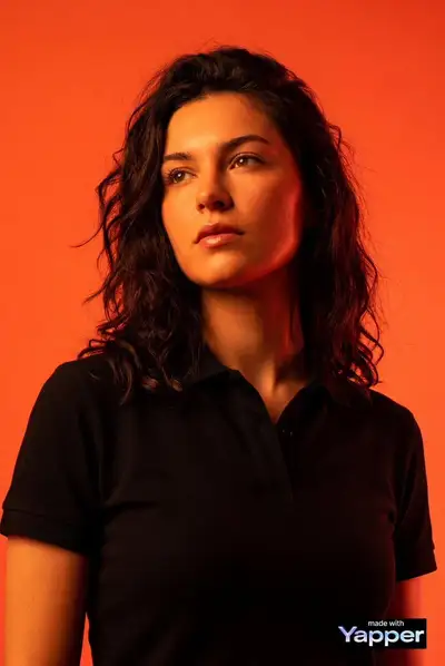 Heroic Orange-Red Studio Portrait With Polo Shirt