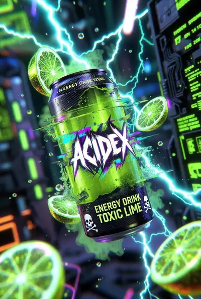 Neon Energy Drink Can Product Render