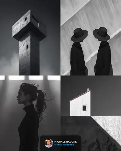 Midjourney B&W Minimalist Architecture Style Reference