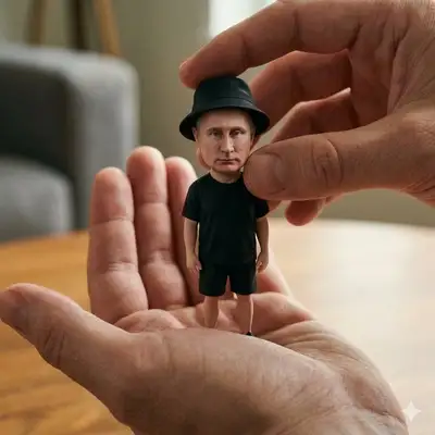 Miniature Man in Palm Macro Photo