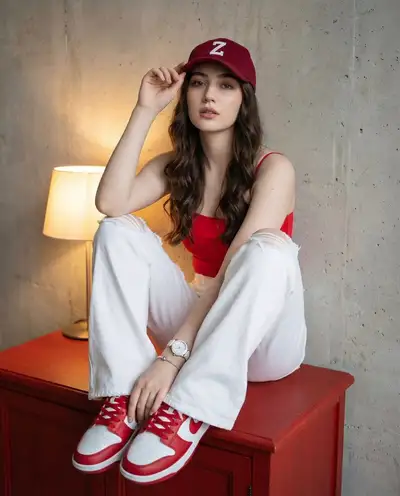 Fashion Portrait with Red Baseball Cap