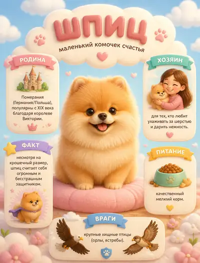 Pixar-style Pomeranian infographic