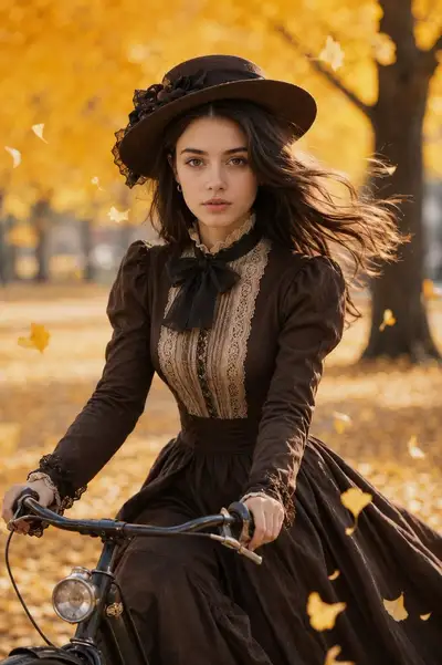 Vintage bicycle portrait in an autumn park