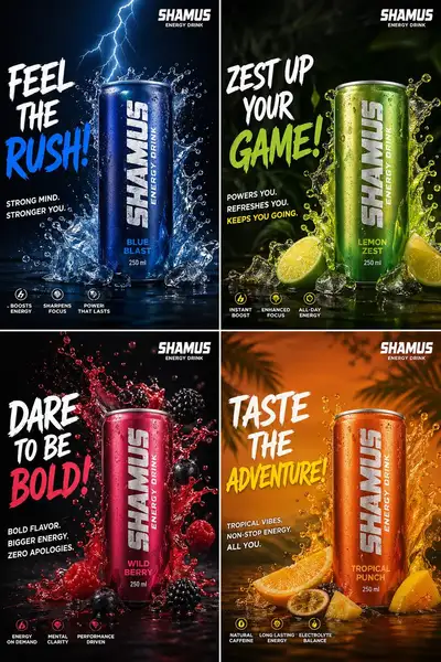 Energy drink Instagram social media poster set