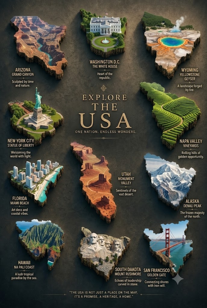 Luxury travel wonders infographic poster prompt