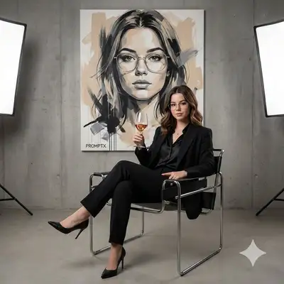 High-Fashion Editorial Portrait with Abstract Backdrop