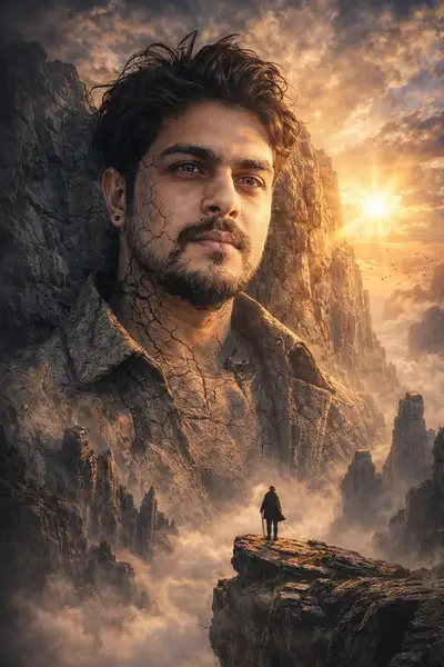 Epic Fantasy Giant Face Cliff Portrait