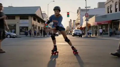 Fearless Roller Skater Through City Street