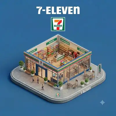 Isometric 3D miniature storefront diorama template