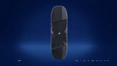 Obsidian Skateboard Hyper-Stylized Macro Loop