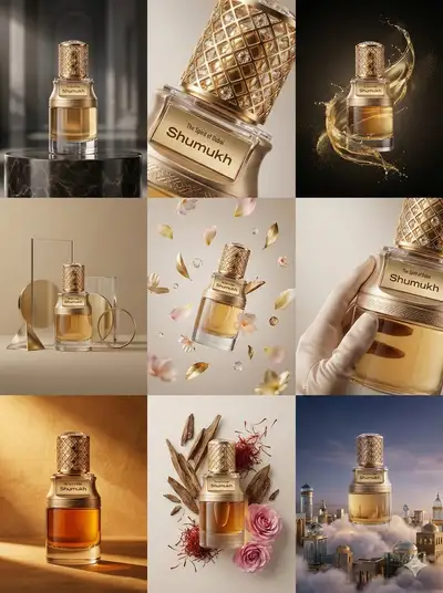 3x3 luxury product grid for commercial marketing