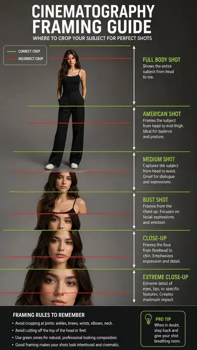 AI image framing and crop points educational chart