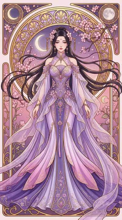 Art Nouveau Eastern fantasy character poster illustration