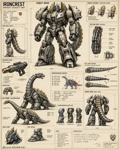 GRAVEBREAKER Transformers Industrial Design Blueprint Sheet