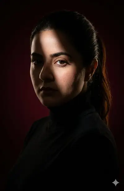 Retrato de campaña de fragancia de lujo oscura, Nano Banana