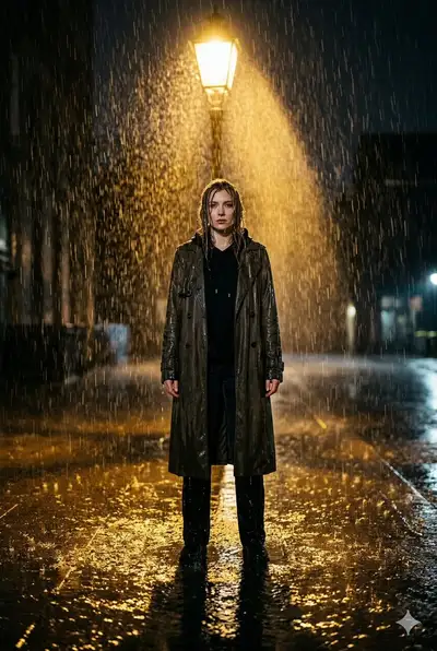 Cinematic Rainy Night Street Portrait
