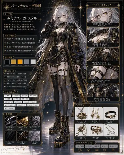 Visual de diagnóstico de figurino de personagem personalizado
