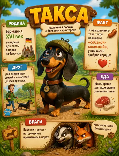 3D Pixar Children's Infographic Encyclopedia of a Dachshund