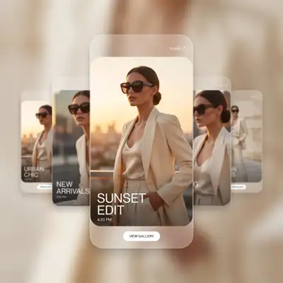 Luxury smartphone gallery UI fashion editorial