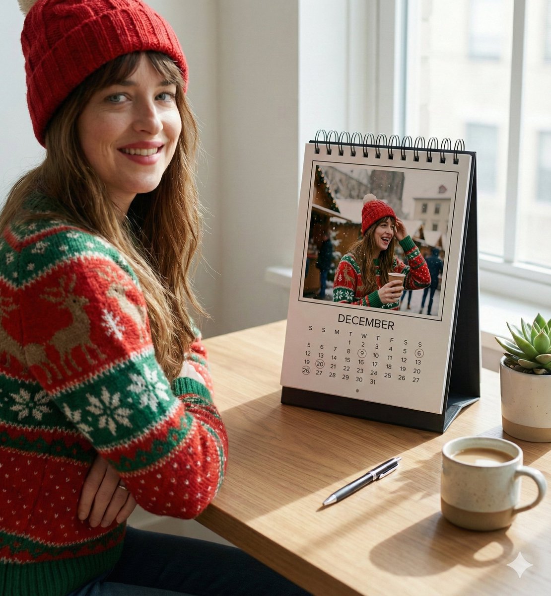 Personalized Christmas flip calendar lifestyle portrait