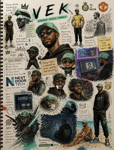 Messy Sketchbook Character Page for V E K