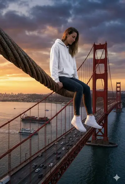 Cinematic Golden Gate Bridge Suspension Cable Shot